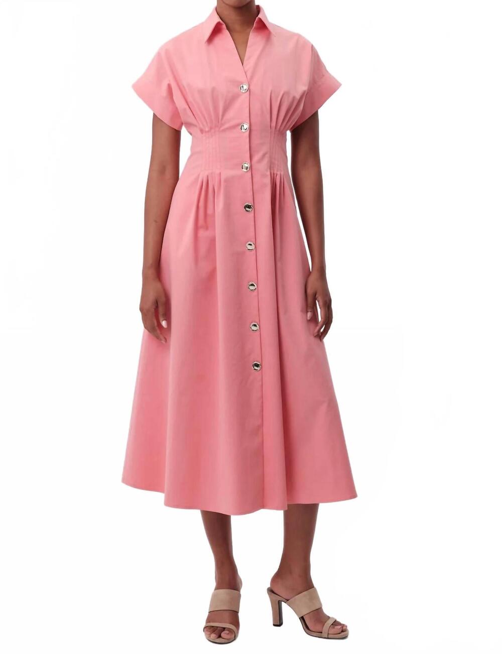 NEW EXQUISE reilly midi shirt dress in pink
